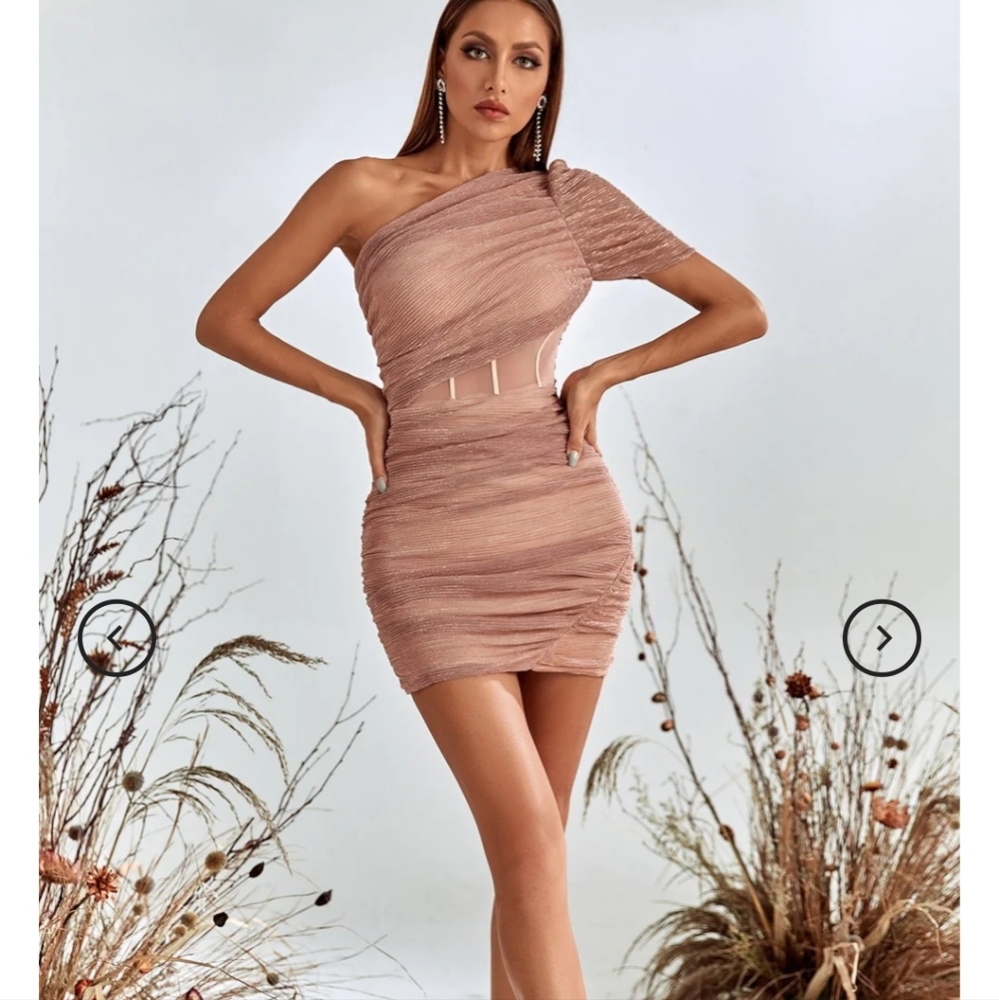 Mini pink beige cream dress - Picture 3 of 7